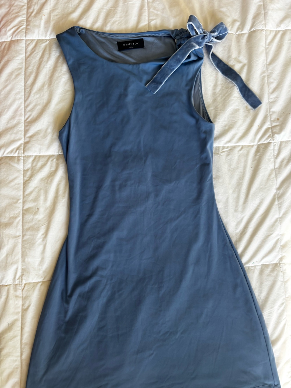 White Fox Bow Mini Dress